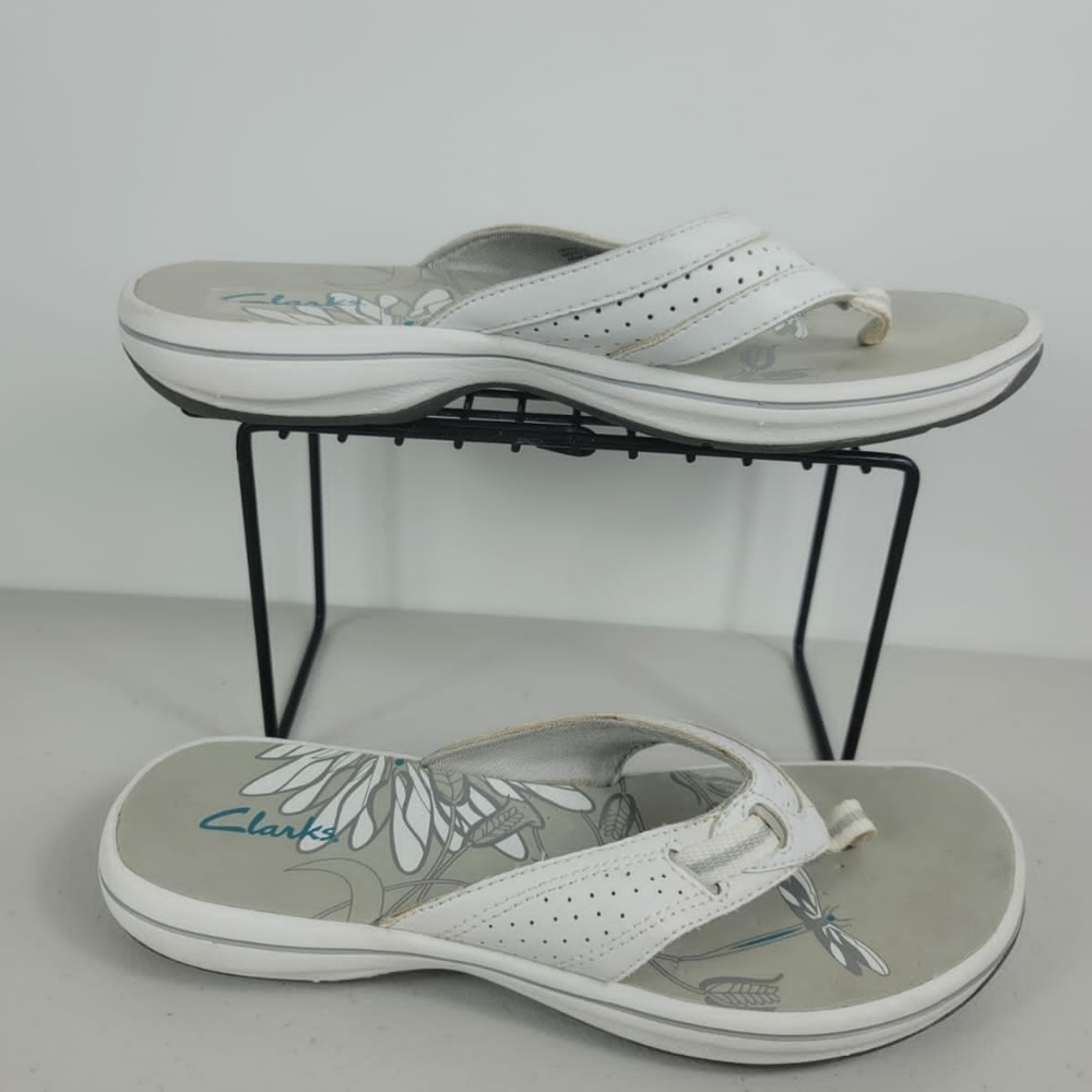 Clarks Woman's Flip flops Sandals white Slice Sandals Sz 6M - Picture 2 of 7